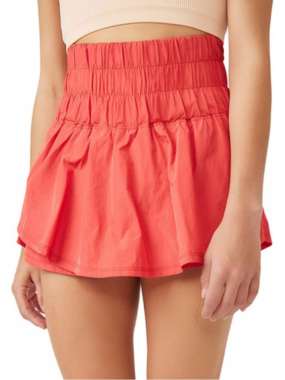 Free People Coral Smocked Waist Skort